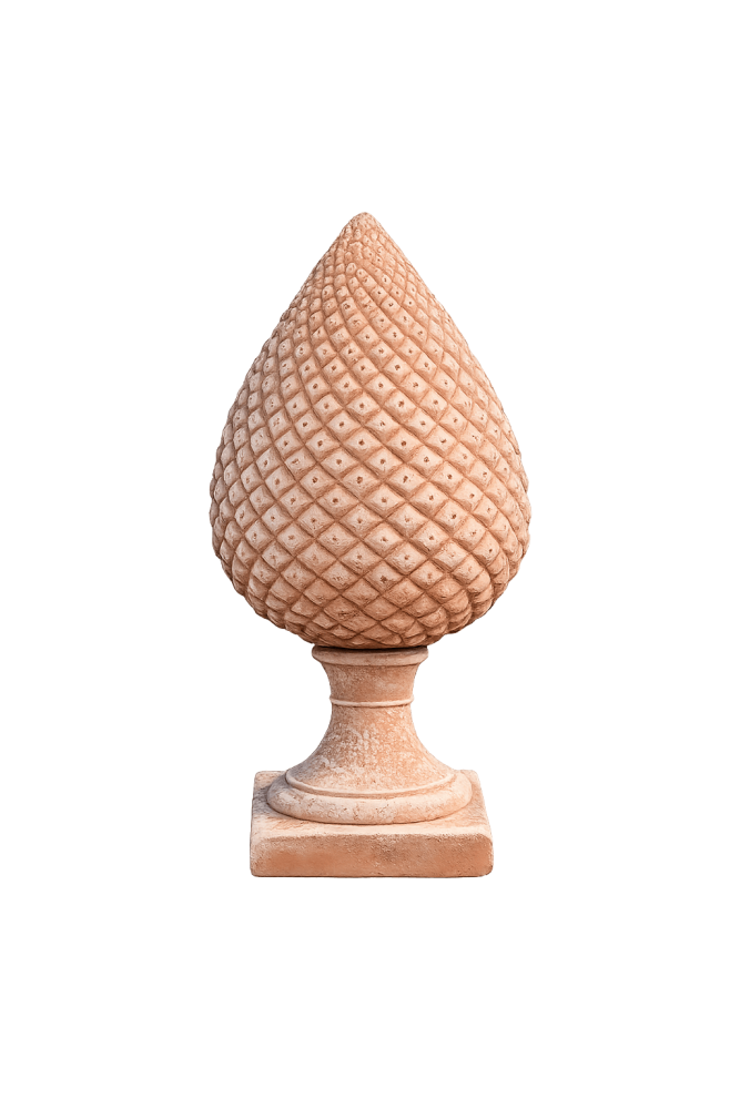 Grand pomme de pin en terre cuite d’Impruneta – sculpture méditerranéenne élégante